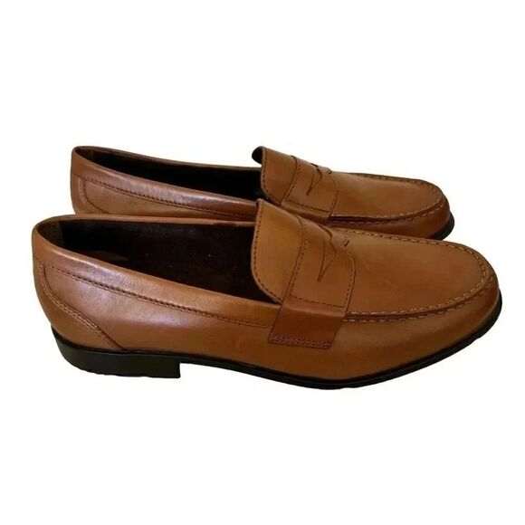 Rockport Men’s Brown Leather Round Toe Penny Loafer Oxford Stylish Shoes SZ 12 - Picture 3 of 16